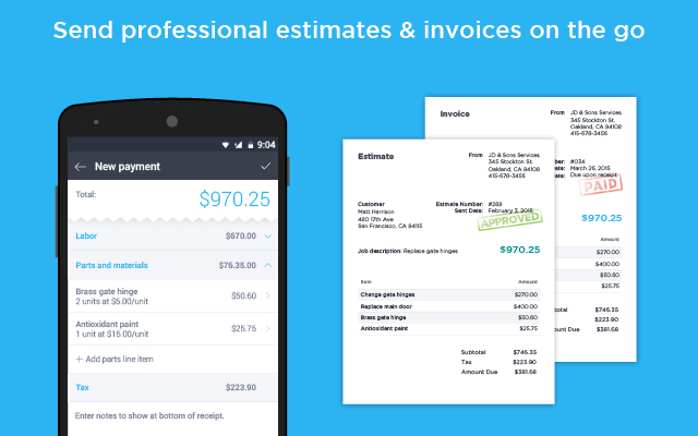 estimate and invoice screenshots