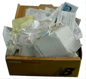 box of reciepts